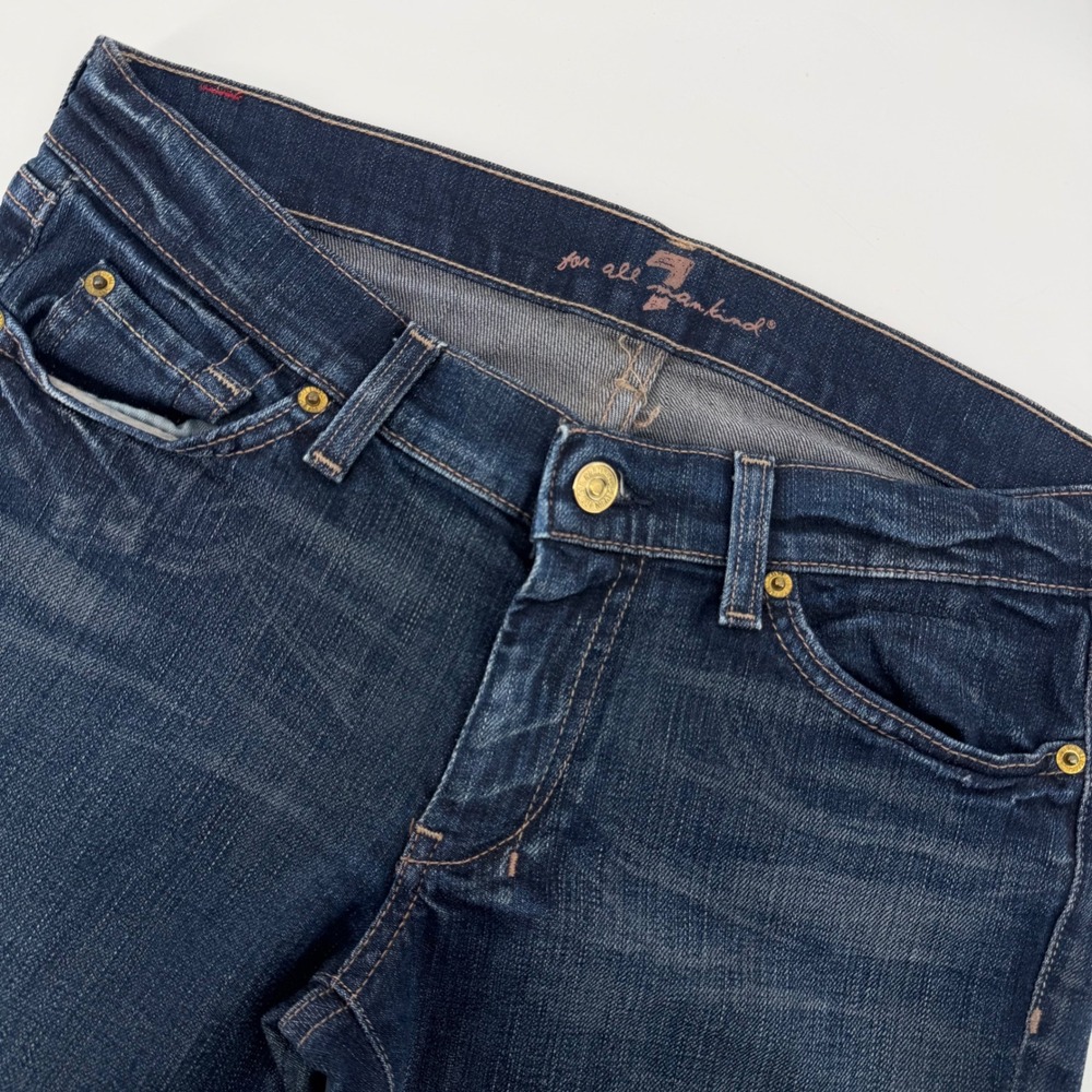 7 For All Mankind Dark Blue Denim Wide Leg Jeans